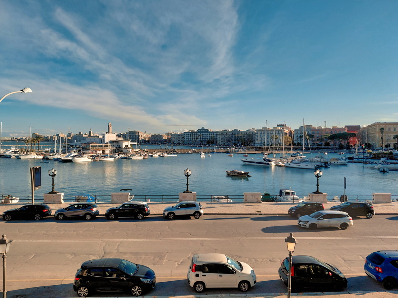 Panoramic view of the scenic seafront of Bari, Italy